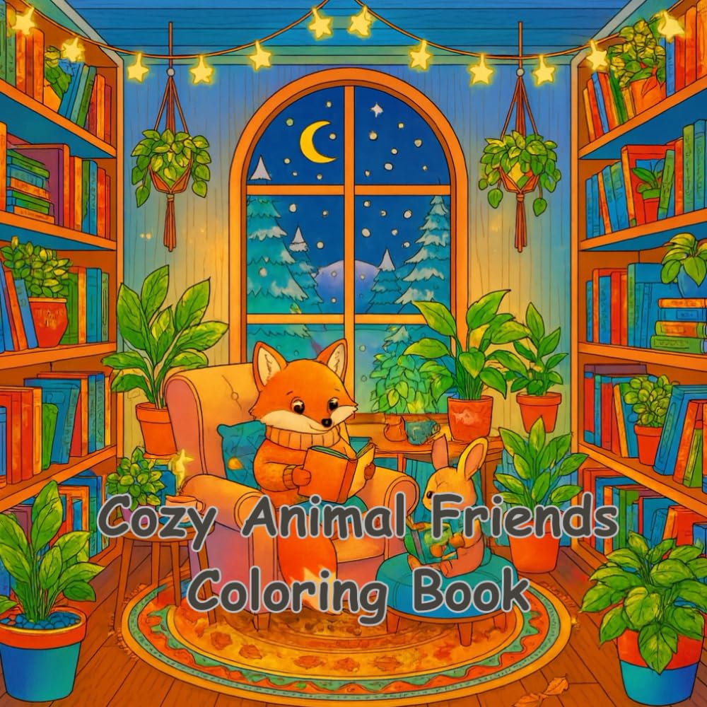 Cozy Animal Friends Coloring Book: Cozy Moments With Cute Animals • (Fun and Easy Coloring for Stress Relief)