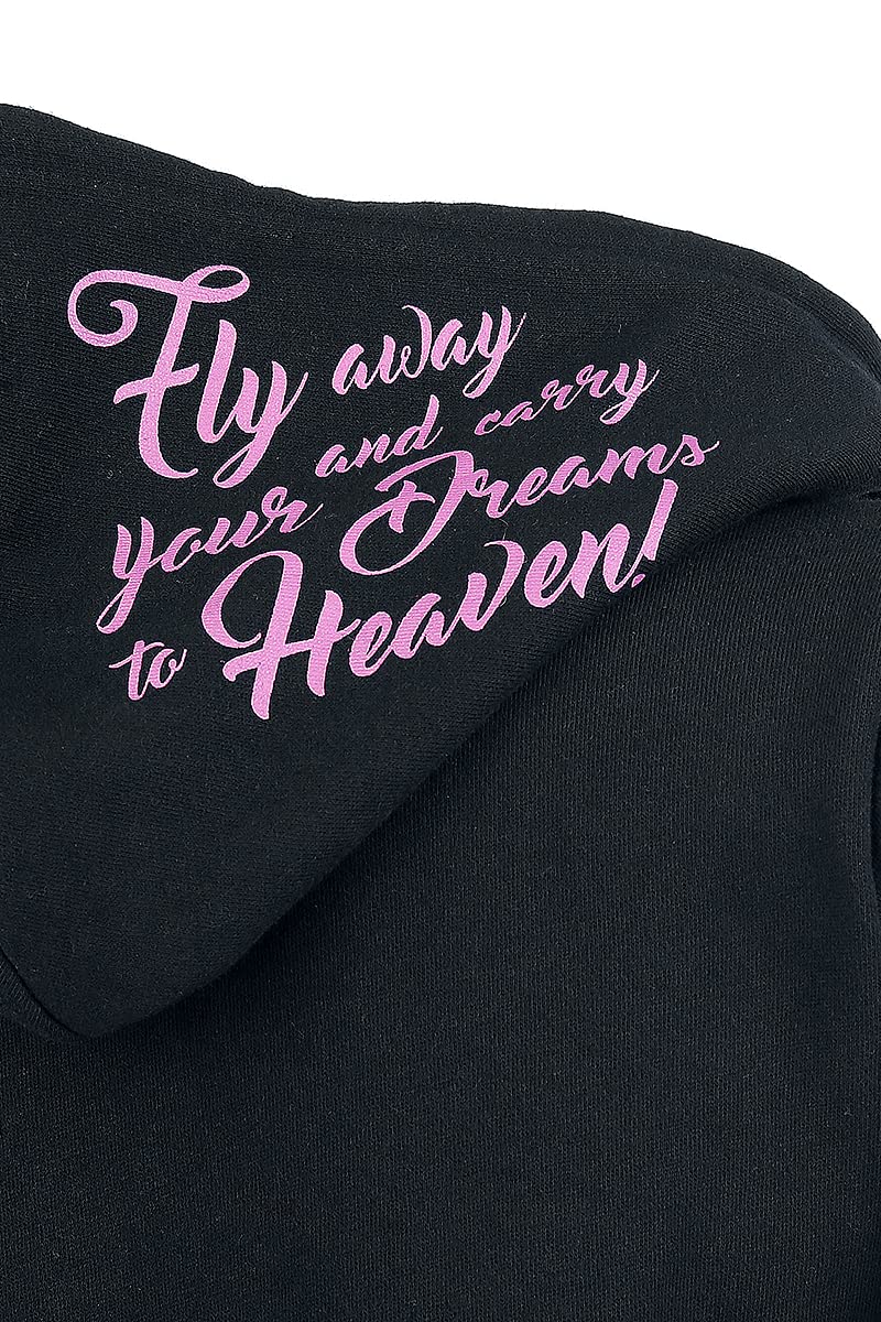 Full Volume by EMP Donna Giacca con Cappuccio Nero-Rosa con Stampa Teschio