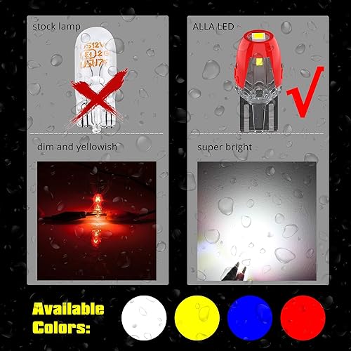 Miniatura 4 de Alla Lighting W2.1x9.5d Base Mini T10 Cuña 2825 168 194 Bombillas LED SMD Super Brillante 6000K Blanco Interior Mapa/Domo/Maletero/Guantera/Placa de