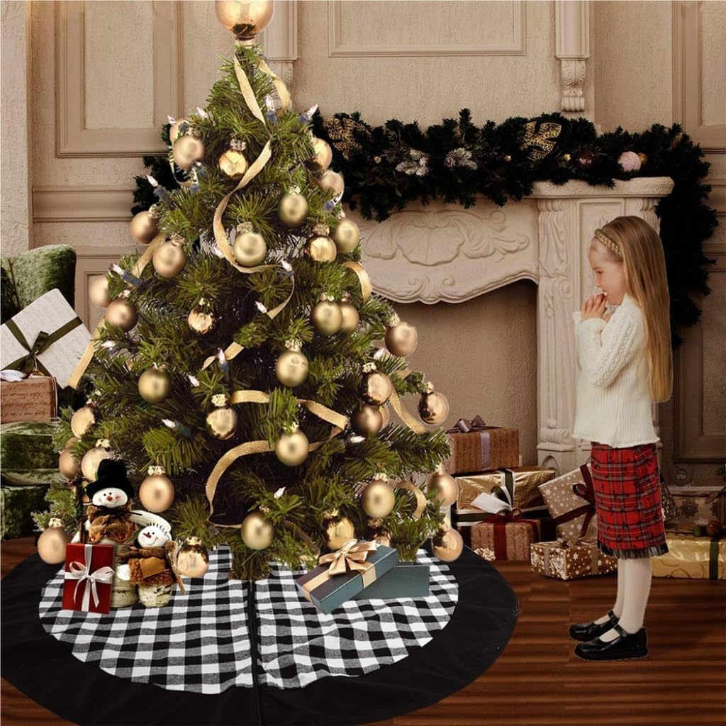 Tree Skirt Christmas Christmas Tree Skirt Decoration Supplies Plaid Cloth Tree Skirt Flannel Tree Skirt Christmas Tree Decoration Christmas Skirt Tree(R)