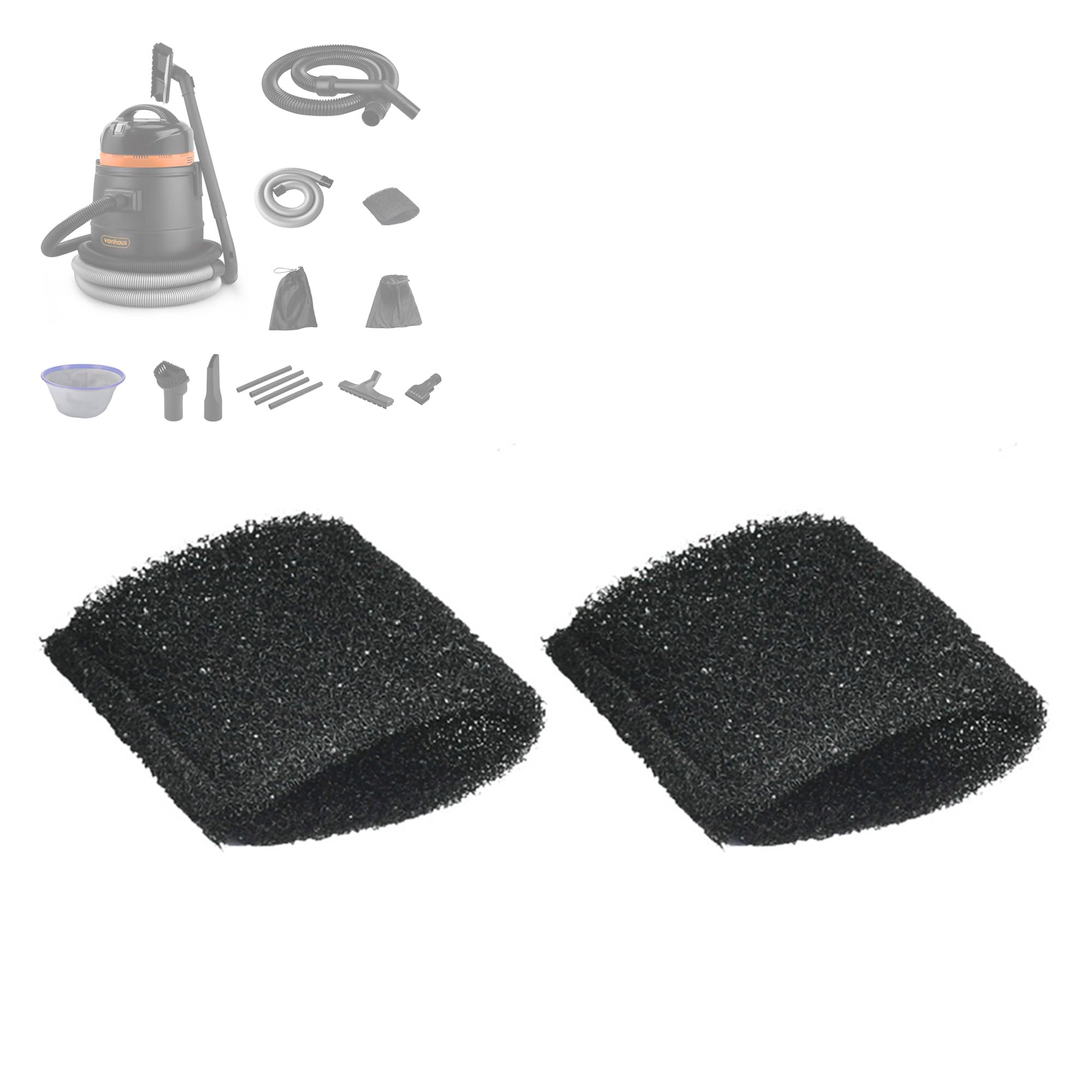 VonHaus Pond Vacuum Replacement Sponge Filter Pack of 2 – Spare Attachment for The VonHaus 1400W Pond Vacuum Cleaner