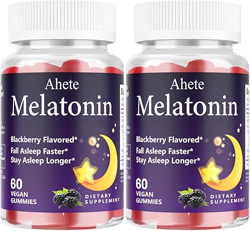 Ahete Gomitas de melatonina de 5 mg para adultos, ayuda para dormir con sabor a frambuesa, sin azúcar, 120 gomitas, suministro para 120 días