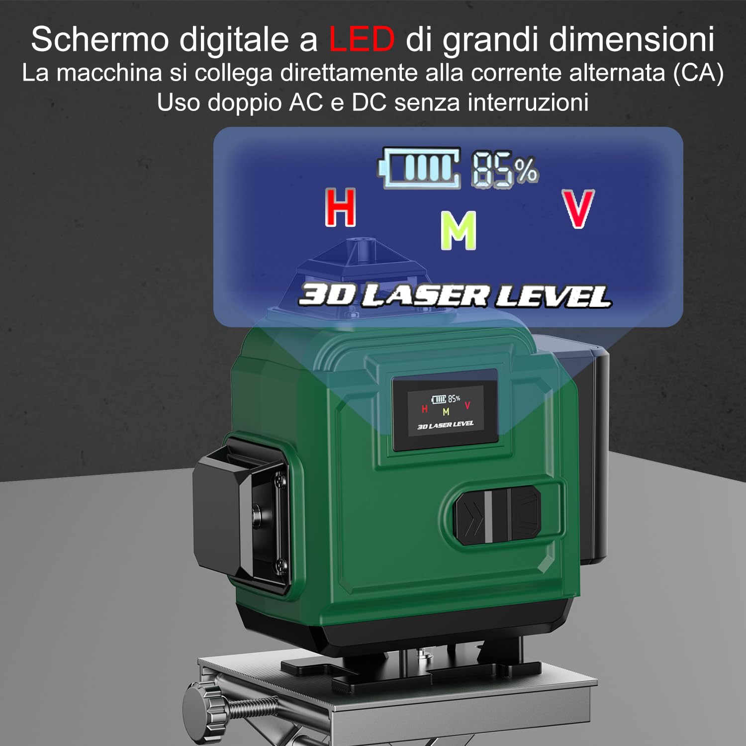 Livella Laser Autolivellante 4x360° con Treppiede, 16 Linee Livella Laser Verde Professionale, 2xBatterie Ricaricabili, Display Digitale LCD- LevelMaster PRO