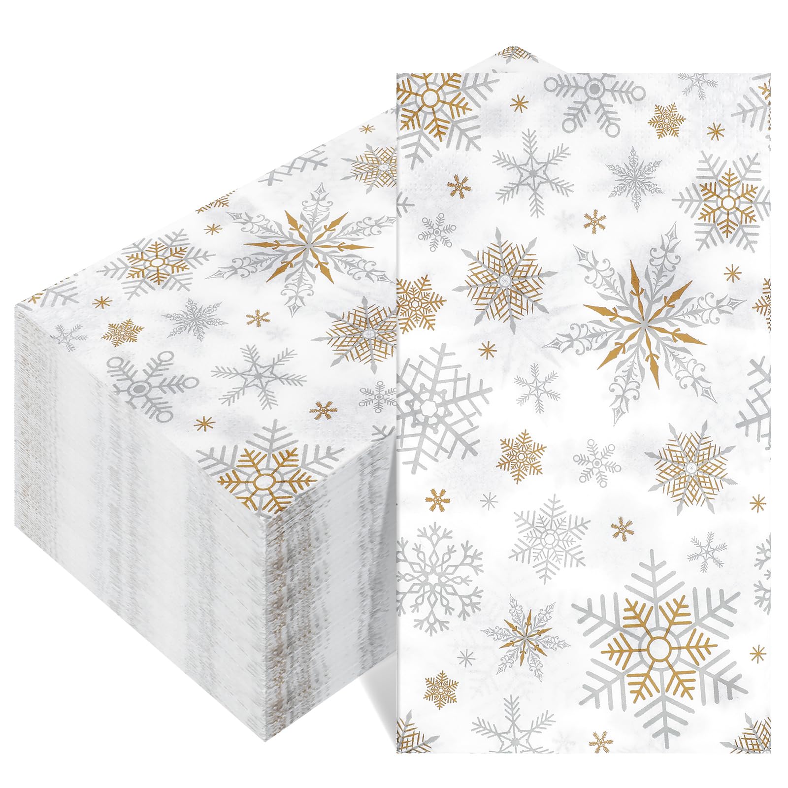 Yeaqee 200 Pcs Christmas Snowflake Napkins Disposable Winter Paper Napkins