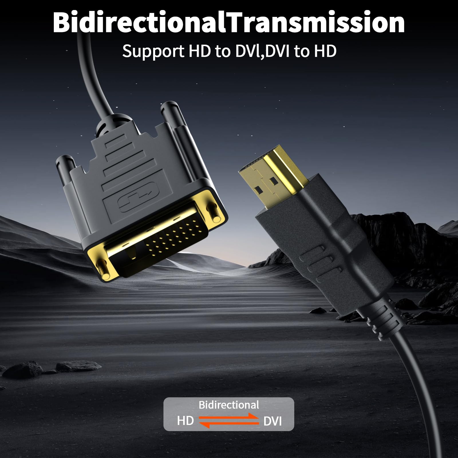 Cavo HDMI a DVI 1M, Cavo Adattatore su DVI a HDMI, Bidirezionale D-VI-D 24+1 a H-DMI Adattatore ad Alta velocità, 1080P Full HD,HDTV Cavi Video Digitale,pour Proiettore,Laptop,TV,PC,Lettore DVD