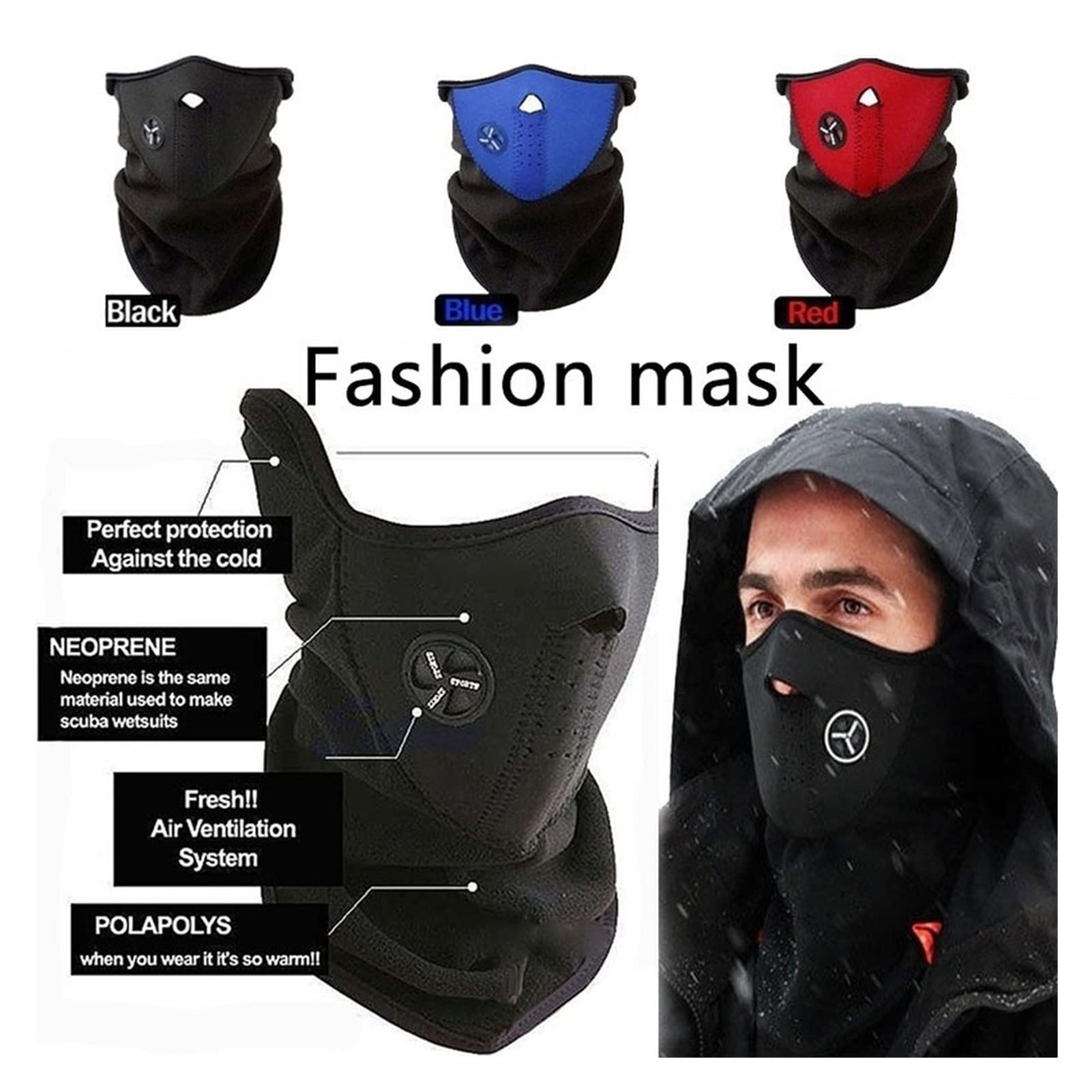 Windproof Fahrradfahrrad Fahrradmaske Ski Snowboard -Außenmasken Staubhals warme halbe Gesichtsmaske Winter Sportmaske