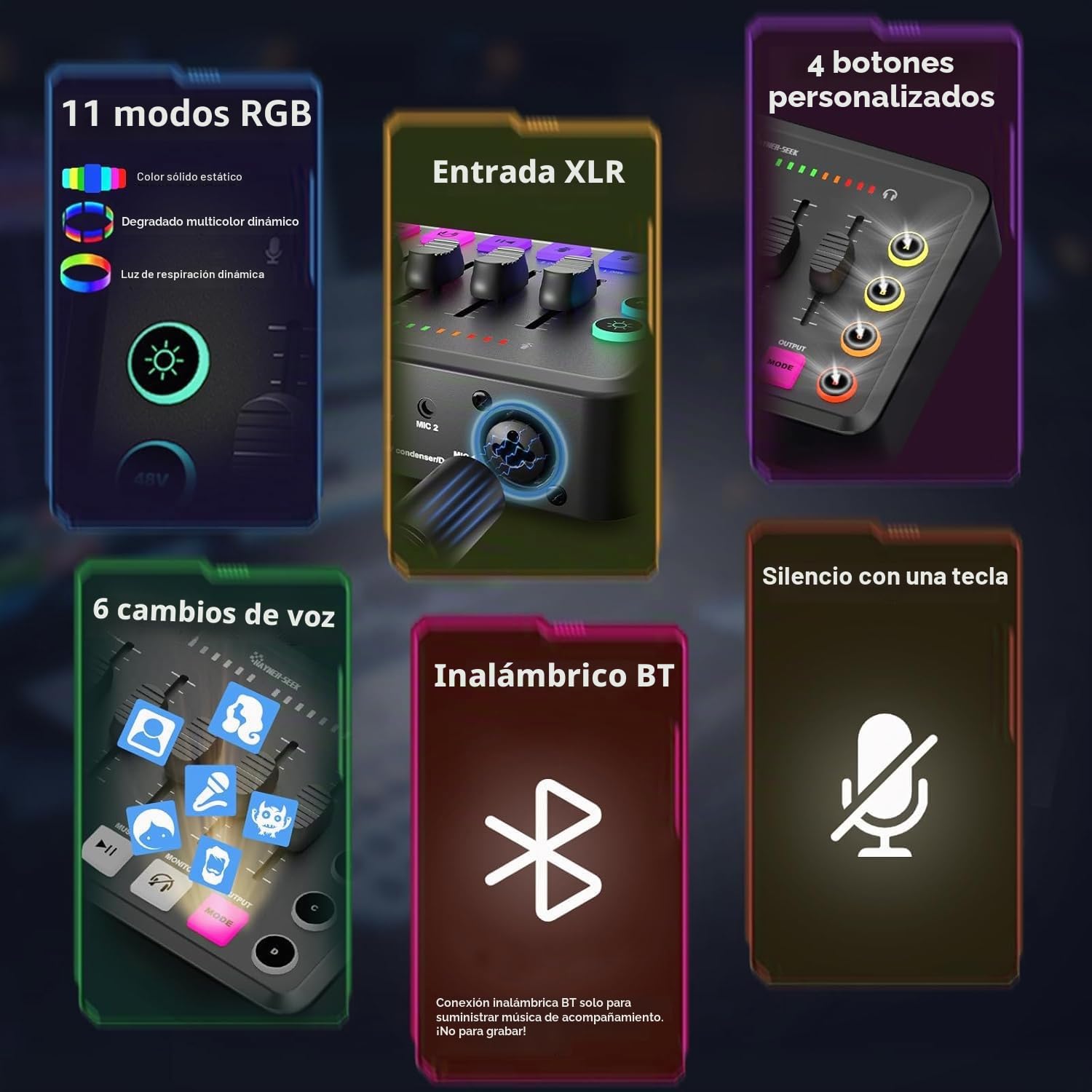 Paquete de equipos de podcast - MHS124 - Interfaz de audio MIDI - 5 canales - USB - Minimalista - Kit de podcast todo en uno para transmisión en vivo