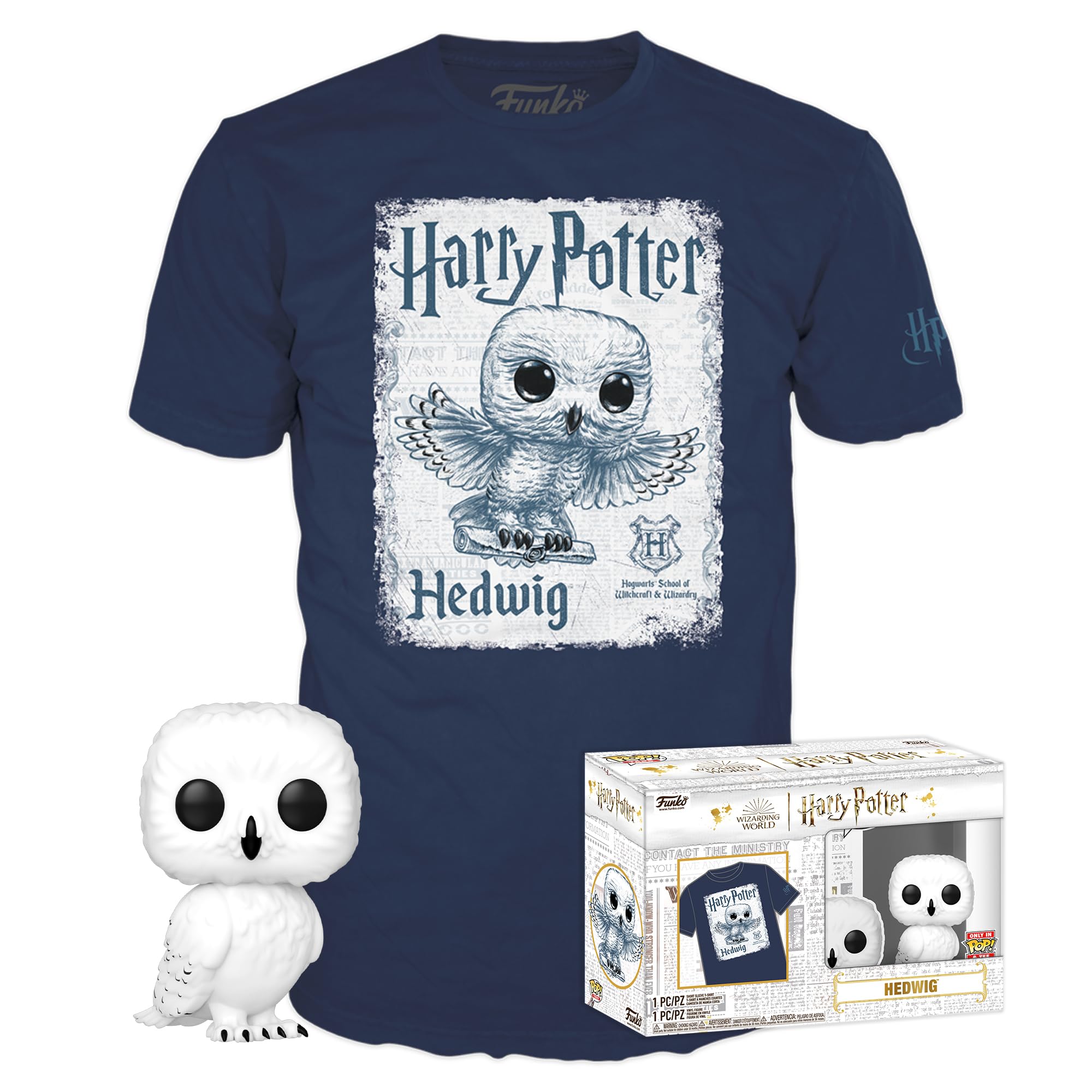 Funko Pop! & Tee: Harry Potter, Hedwig, Extra Large, (XL), T-Shirt, Clothes With Collectable Vinyl Figure, Gift Idea