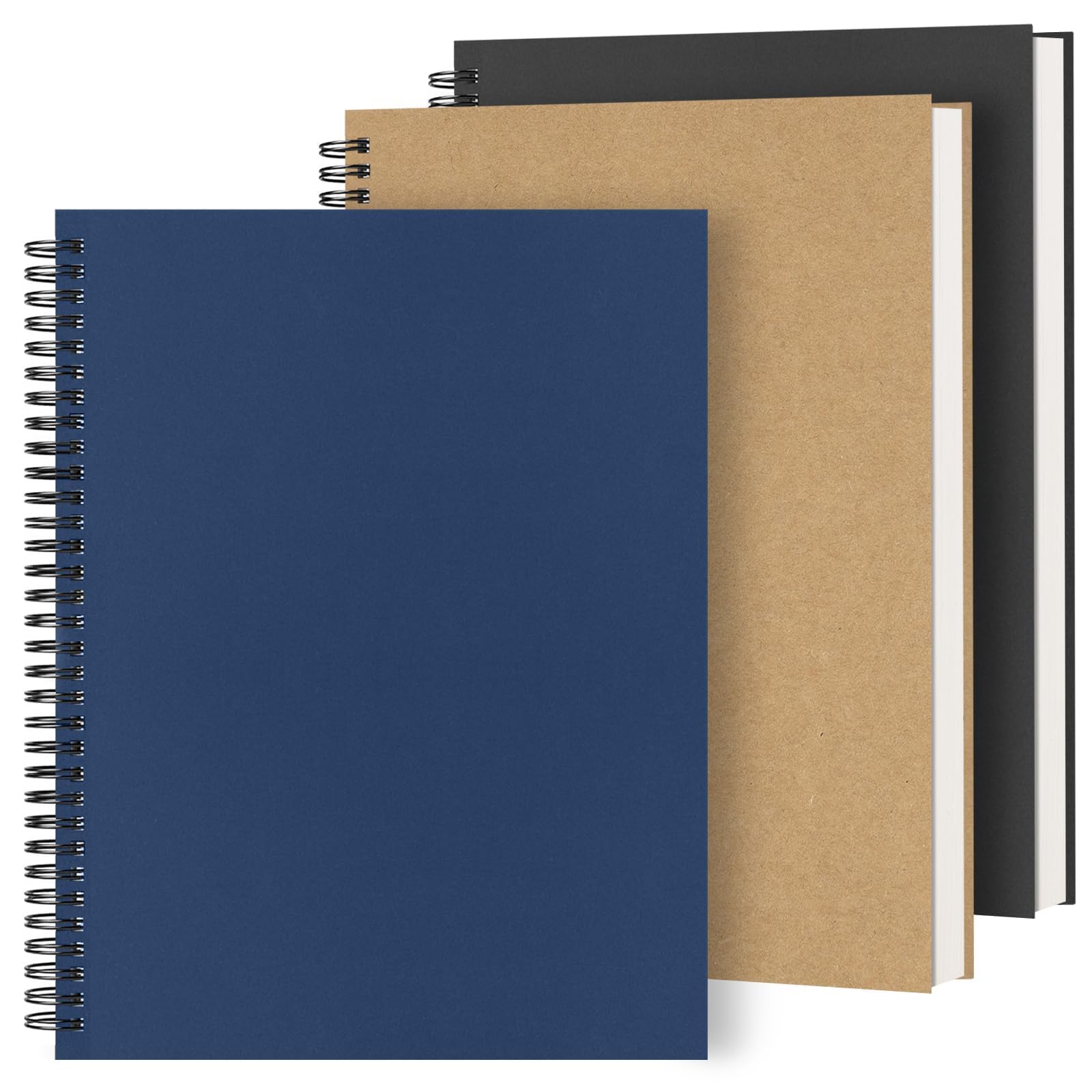 Dynta Paquete de 3 cuadernos grandes en espiral de 8.5 x 11 pulgadas, diarios rayados universitarios para el trabajo, la escuela, buenos para estudiantes y oficina, 160 páginas/80 hojas con papel