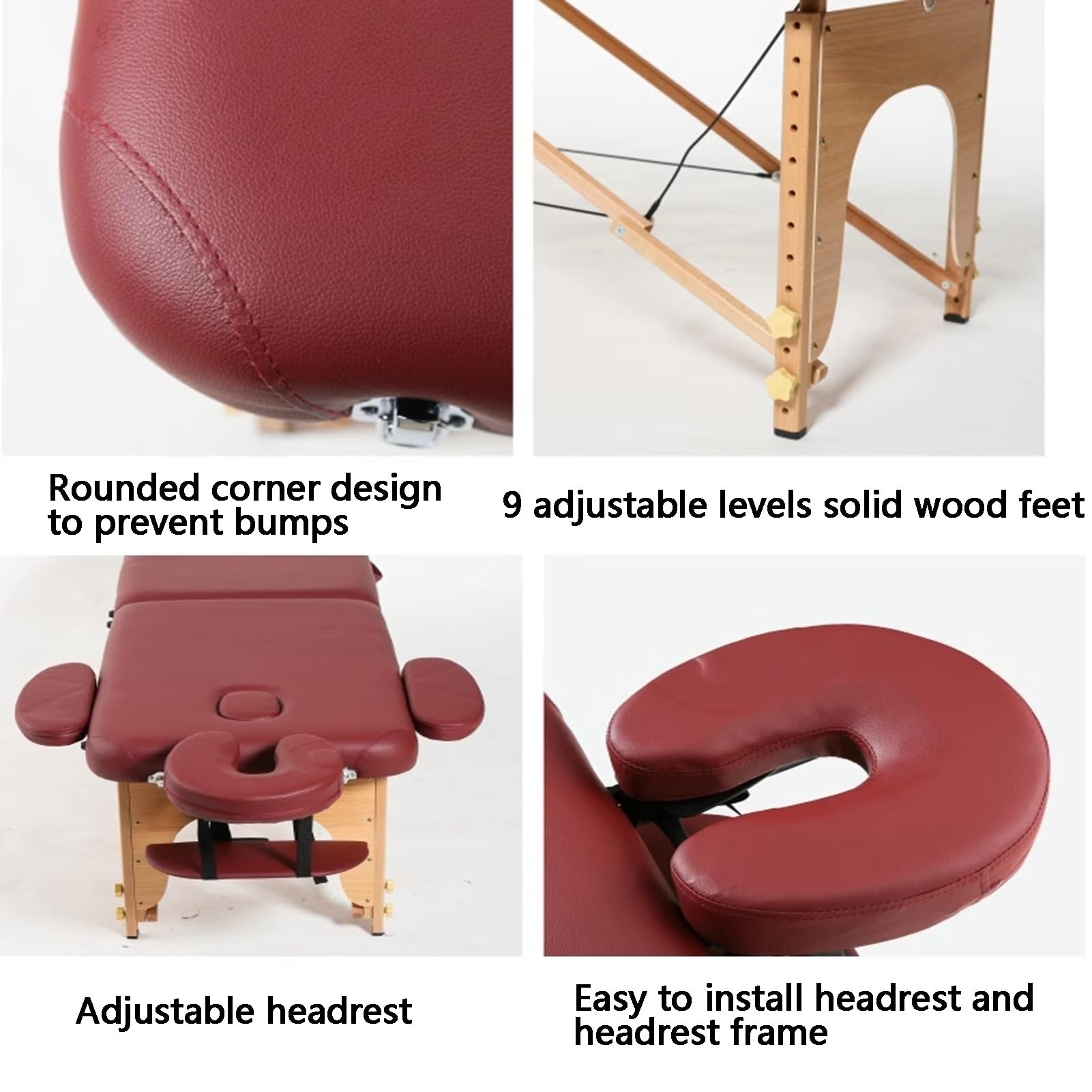 Lettino da massaggio, lettino pieghevole a 3 ciglia, l'altezza può essere regolata da 51 cm a 78 cm, adatto for il salone di bellezza della camera da letto hotel, della casa vacanze(Beige)