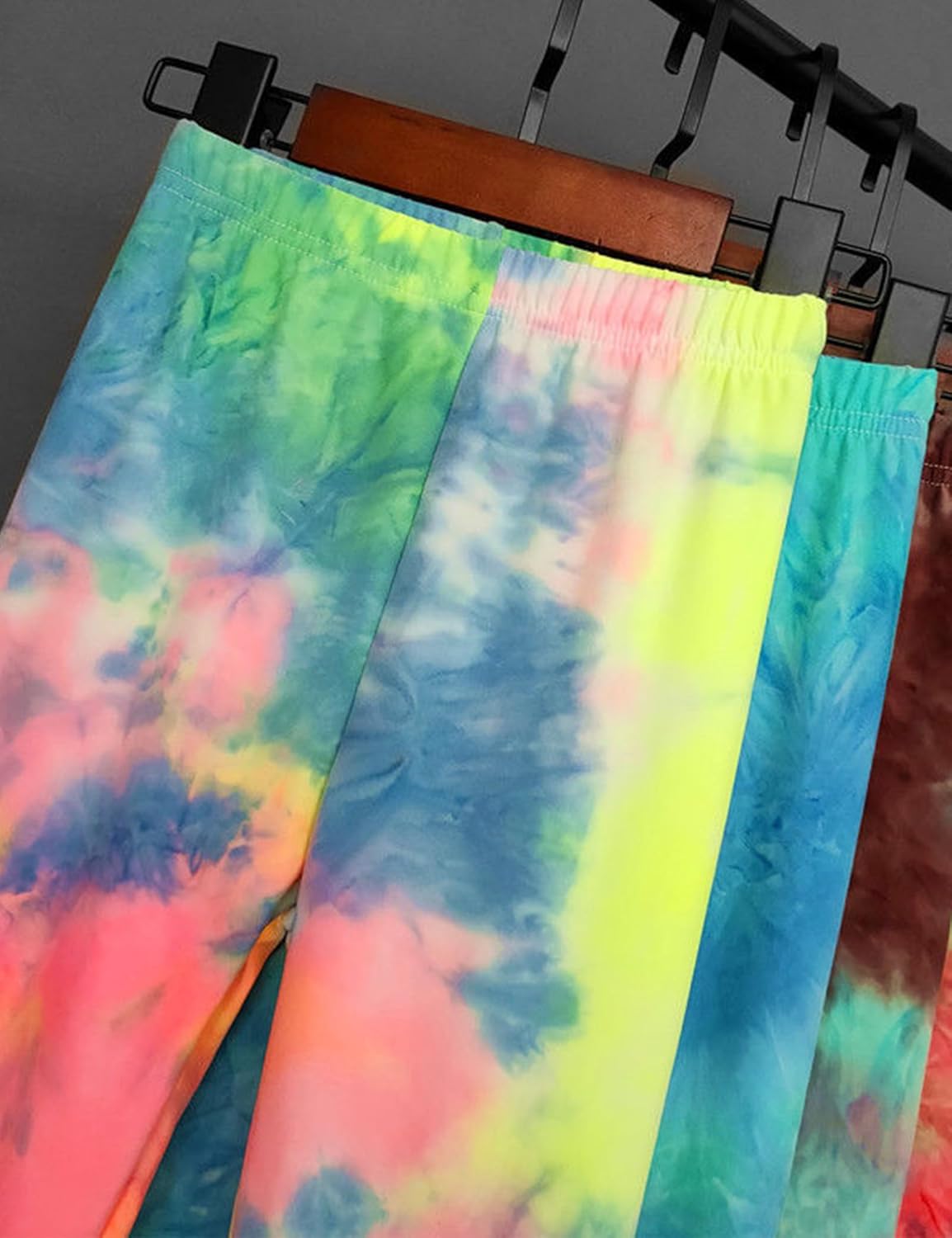 Kiench 5 Pack Girls Printed Leggings Yoga Pants Multipack Athletic Tie-Dyed Leggings