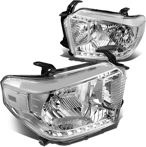 Miniatura 6 de DNA MOTORING Conjunto de faros delanteros (lado del conductor y del pasajero) compatible con Tundra 14-17, negro transparente, HL-OH-TTUND14-BK-CL1