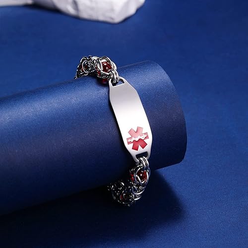 Miniatura 9 de Pulseras de alerta médica, pulseras de identificación personalizadas para mujeres y hombres, incluye tarjeta médica de emergencia