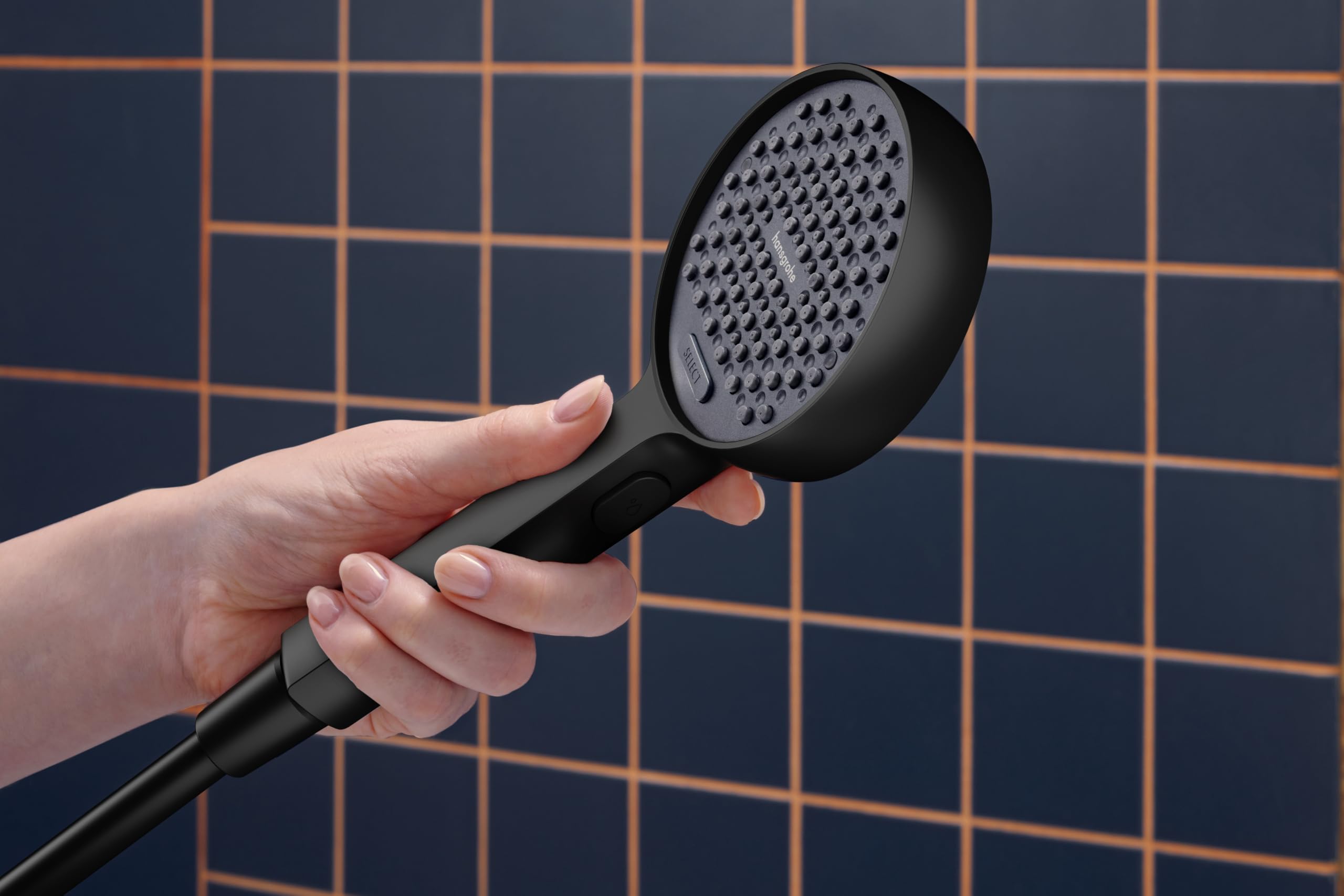 hansgrohe Activera Select S - ducha de mano EcoSmart (max. 6 l/min), con función WaterBoost (max. 9,4 l/min), alcachofa de ducha con 2 tipos de chorro, con sistema antical, negro mate, 28035670