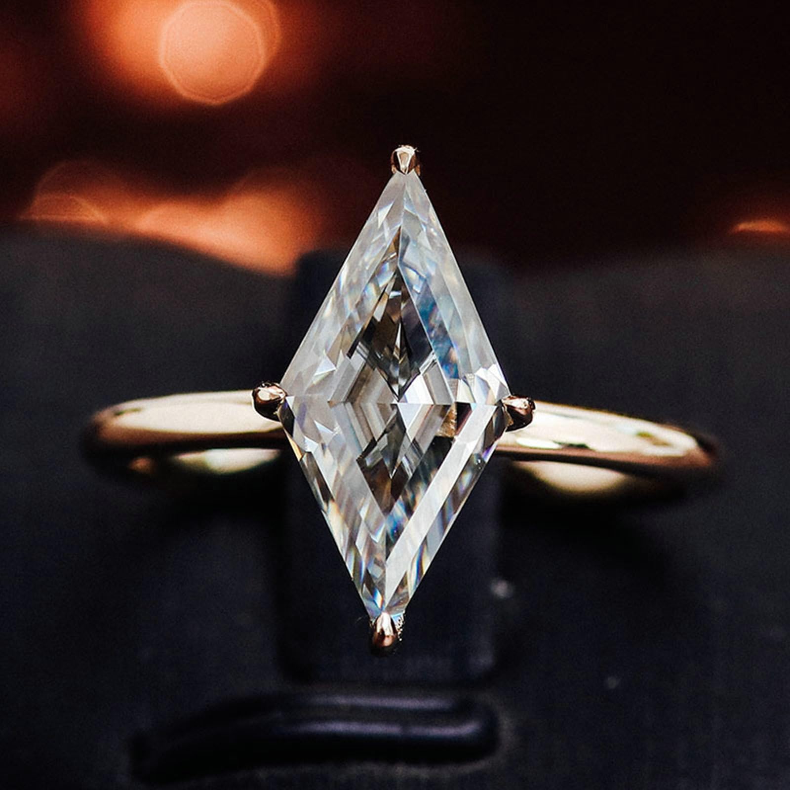 Pierścionki damskie Zaręczynowe, 14K Żółte Złoto Prosty Pierścionek z 3 końcówkami Moissanite Kropla 1ct-3ct Pierścionki Ślubne Kobiety Żółte Złoto dla Obietnicy