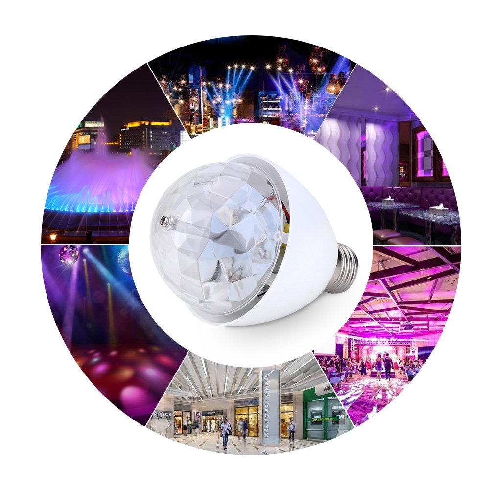 VGEBY1 Ampoule de Scène, 3W E27 Tournant Lampe de Stroboscope d'Etape d'Qmpoule de la Partie RVB de LED pour la Disco KTV de DJ de Partie