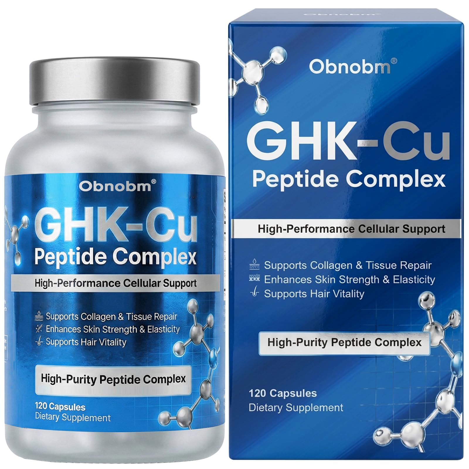 GHK-Cu Kupferpeptid Komplex, Vegan und Zinkfrei, 120 Stück, Für Hautbild und Haarstruktur