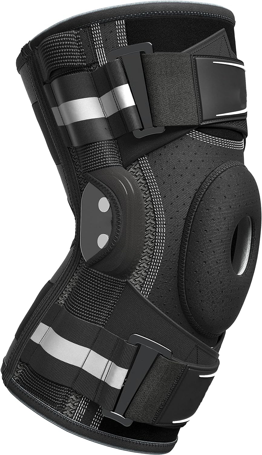 Professional Knee Brace for Knee Pain, Hinged Knee Support with Patented X-Strap Fixing System, Strong Stability for Pain Relief, Arthritis, Meniscus Tear, ACL, Runner, Sport