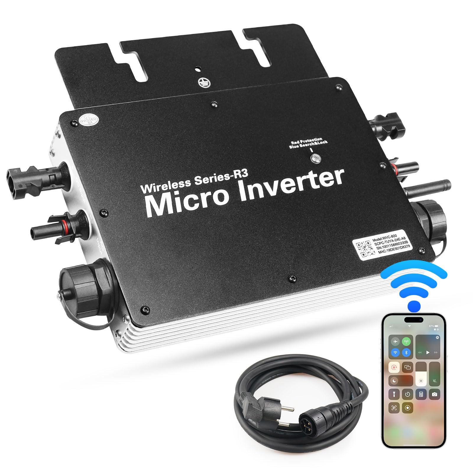 Kit Solaire Micro-onduleur Solaire BENY 800W - Connecté WiFi IP67 Pour Panneaux Photovoltaïques Onduleur Solaire IP67