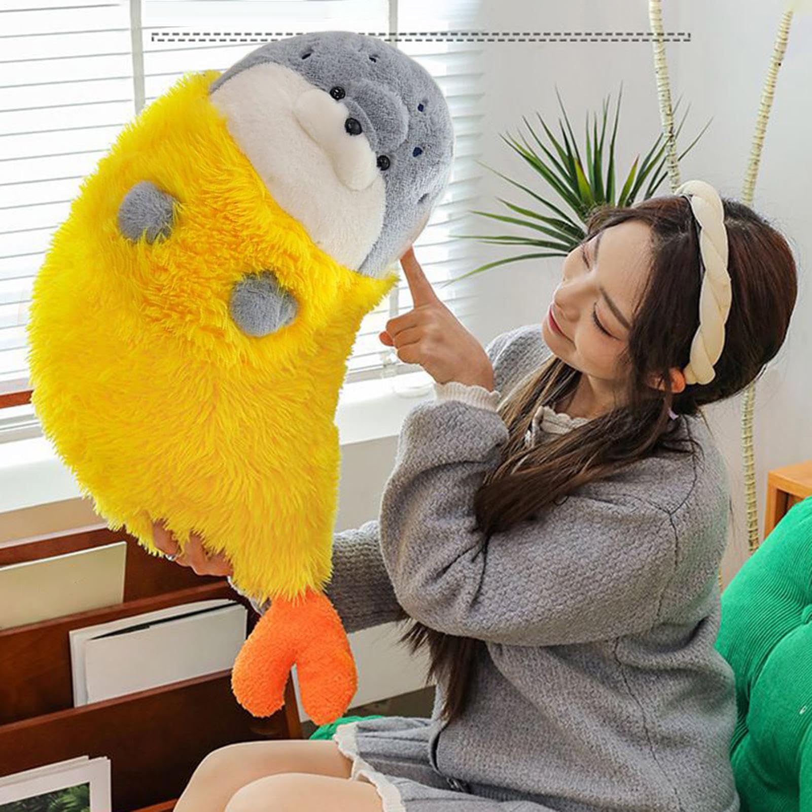 Plüsch Robbe Lustige Zeichentrick-Puppe | Plüschtier Als Dekoration Und Kissen Für Kinder und Sammler und Mädchen Schlafzimmer Spielzimmer Sofa Zuhause Auto