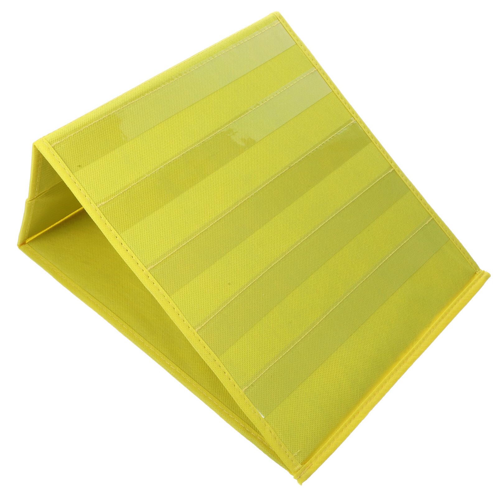 Foldable Desktop Pocket Chart with Transparent Window Bags, Self-Standing Triangular Structure for Kindergarten and Classroom Teaching, Yellow, 11.8X6.3X12.6 Inches