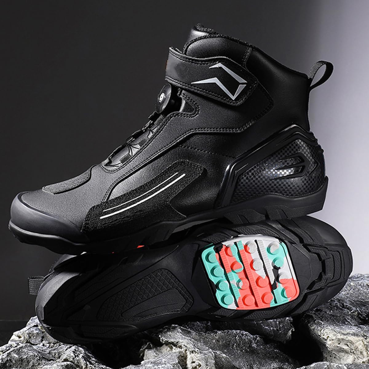 Scarpe Moto Uomo Stivali Moto in Pelle Rinforzate | Supporto alla Caviglia, Suola Antiscivolo, Impugnatura del Cambio, impermeabile, Enduro Adventure, Adulto