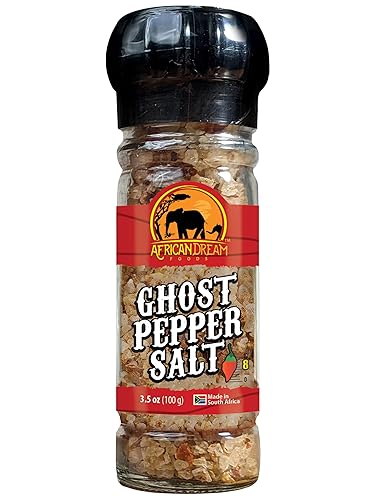 African Dream Foods - Sal picante de pimienta fantasma Sal de chile totalmente natural Fabricado con pimientos fantasma africanos 3.5 onzas
