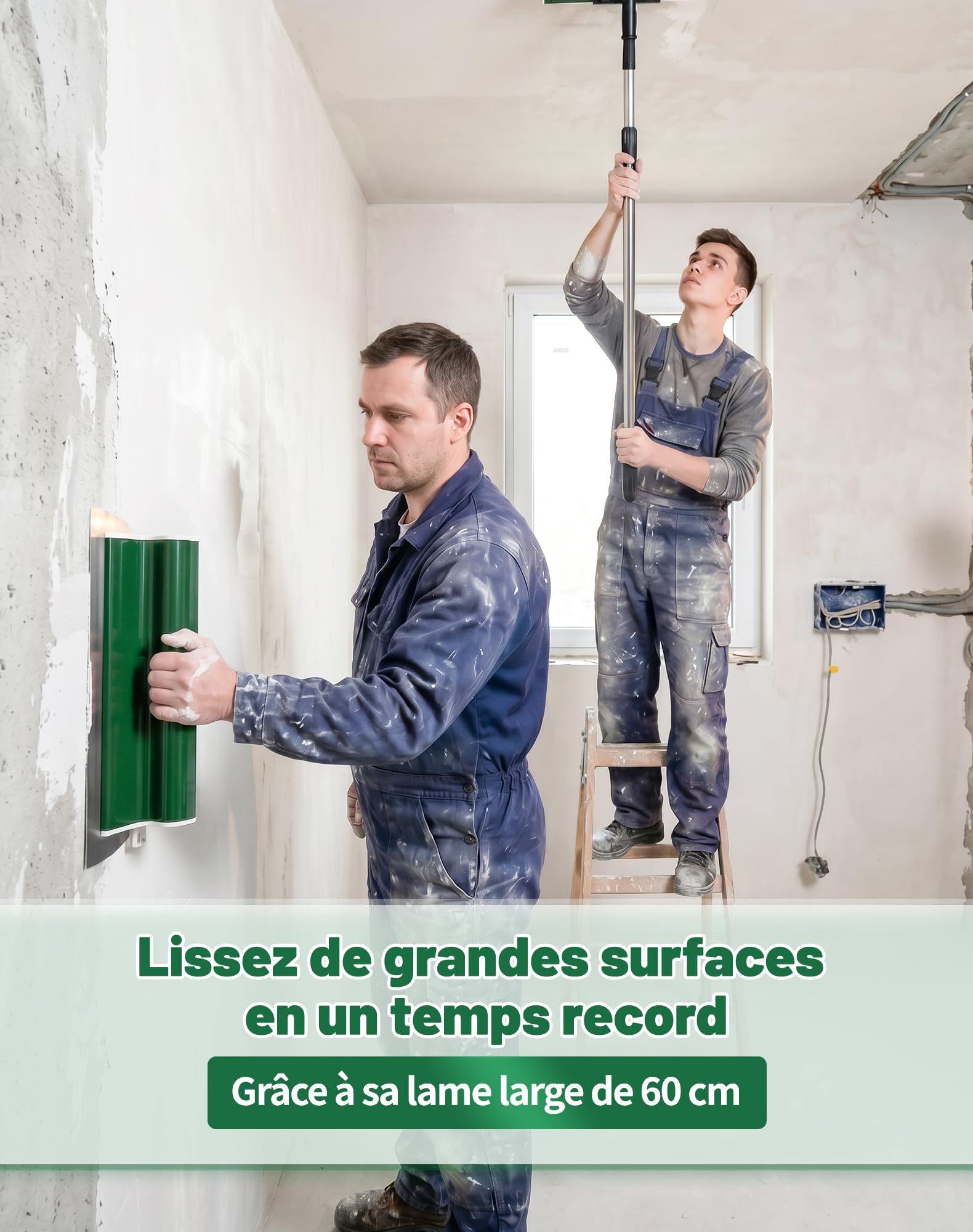 LAOYE Lame a Enduire 60cm Lisseuse Enduit Spatule Enduit Lissage 600mm Couteau a Enduire Lame a Lisser Outil Lissage pour Mur Plafond