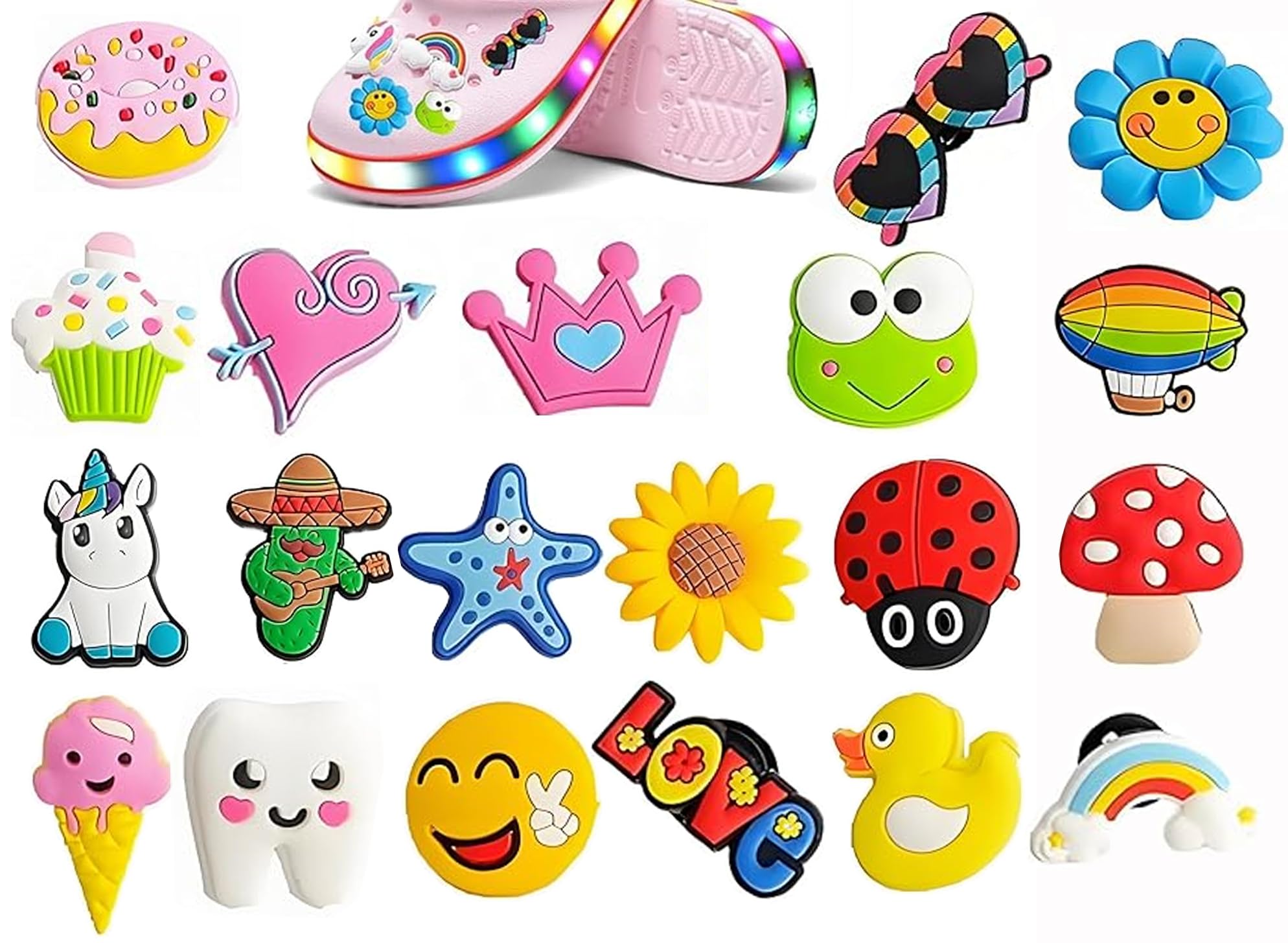 AYSYR 40 voetbalspelden voor Crocs, PVC-bedels, schattige stekerset voor gaten schoenen, cartoonaccessoires, zelfde decoratie, schoen- en voetbalcadeau, feest
