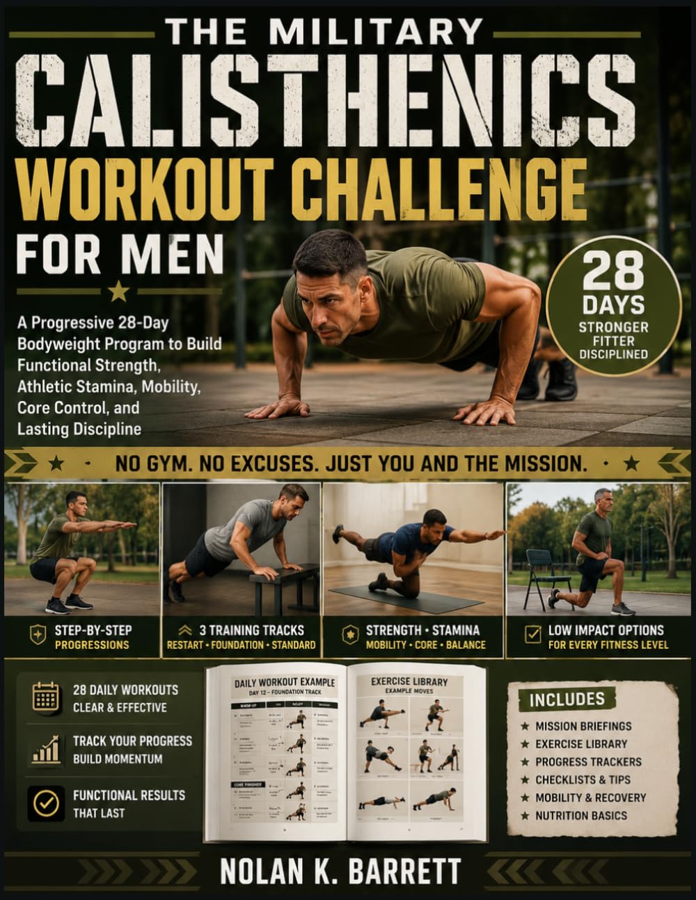 THE MILITARY CALISTHENICS WORKOUT CHALLENGE FOR MEN: A Progressive 28-Day Bodyweight Program to Build Functional Strength, Athletic Stamina, Mobility, Core Control, and Lasting Discipline
