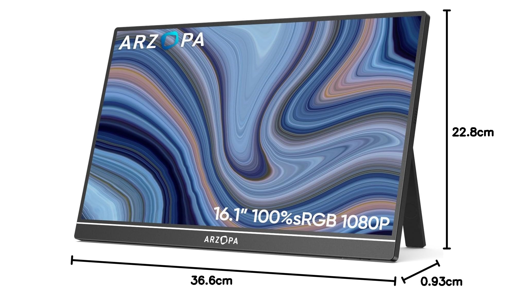 ARZOPA Monitor Portatile 16.1" IPS FHD 1080P HDR10 Ultra Sottile 9.3mm Altoparlanti Integrati Z1C