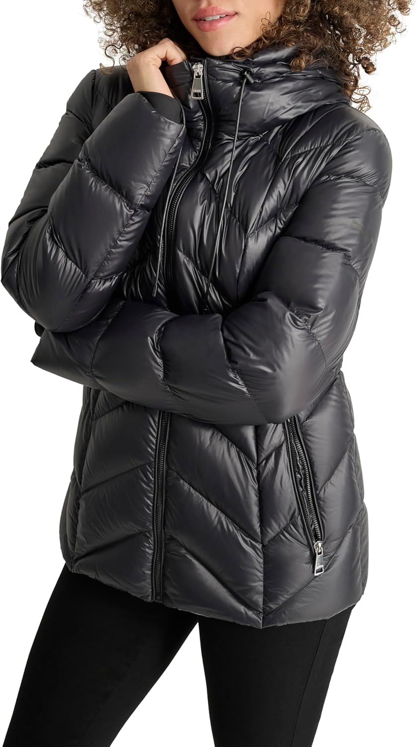 DKNY womens Hooded Down-filled Short - Image 3