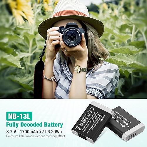 Miniatura 2 de FirstPower Paquete de 2 baterías NB-13L y cargador USB dual compatible con Canon PowerShot G7 X Mark II, G7 X, G1 X Mark III, G5 X, G5X Mark II, G9