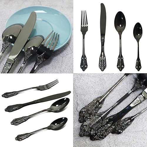 Miniatura 4 de Gugrida Juego de 4 cubiertos de acero inoxidable 1810 para 1, incluye cuchillotenedorcucharacuchara de té, pulido con espejo, apto para lavavajillas