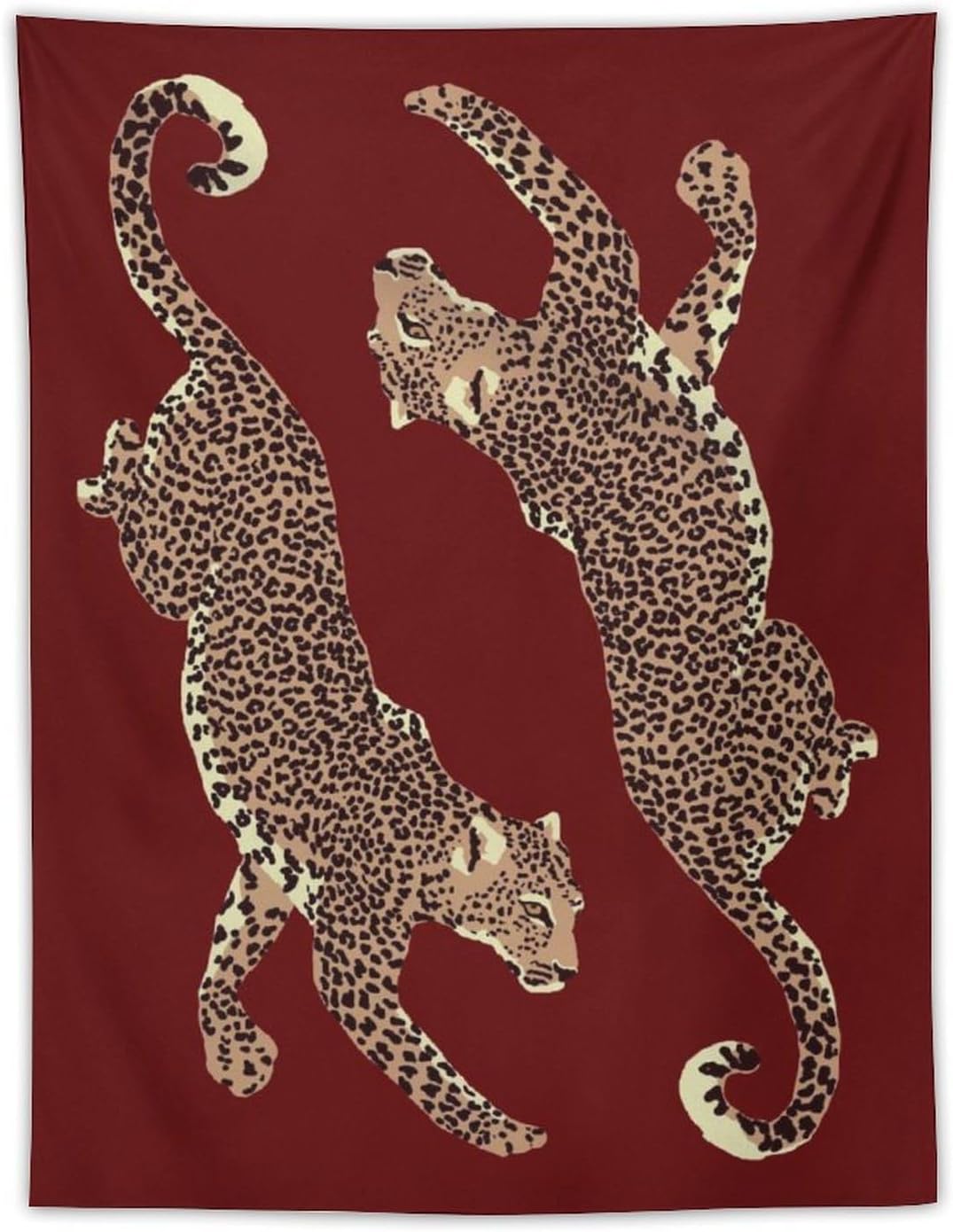 Trendy Red Leopard Tapestry Wall Hanging Preppy Girly Aesthetic Art Print Funky Y2k Leopard Cheetah Tapestries Wall Decor for Living Room Bedroom Dorm Apartment 30x40inch