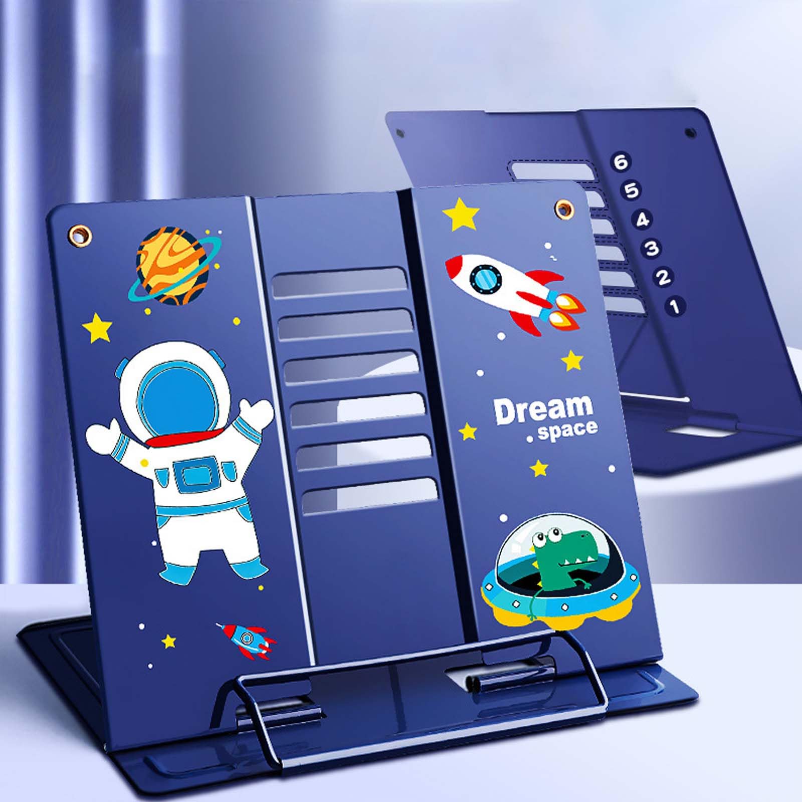 Leggio da Tavolo in Metallo Regolabile 6 Posizioni Porta Libri Multifunzione Blu