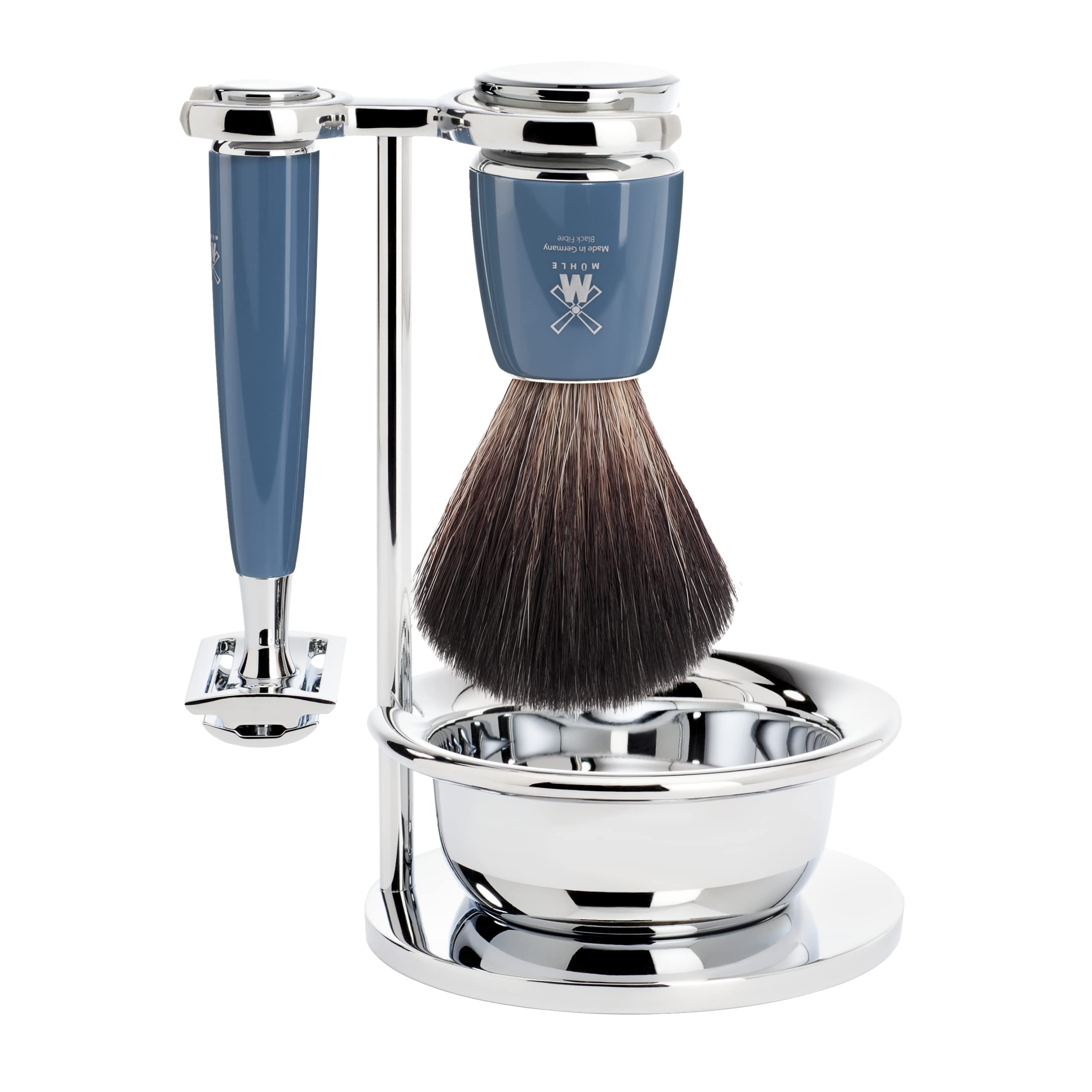 M HLE RYTMO Black 4-piece Black Fiber Safety Razor Closed Comb Shaving Set For Men - Perfect for