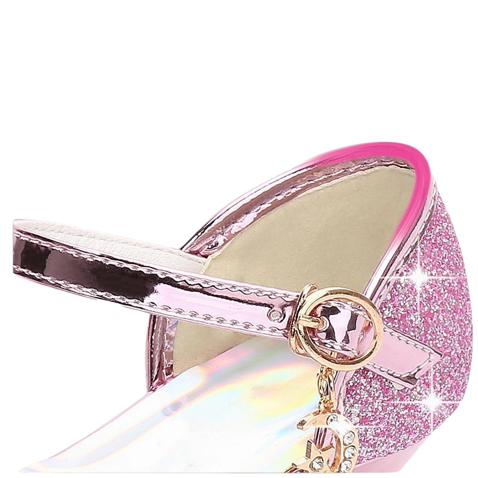 Chaussures de Princesse Brillantes pour Filles, Basket Mary Jane à Talons Bas, Sandales élégantes à Scratch