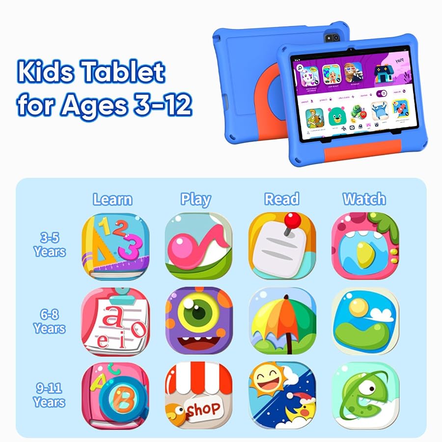 aiprotablet 10 inch Kids Tablet, Android 16 Tablet for Kid, Octa-Core CPU, 24GB RAM, 64GB ROM 1TF Card Expandable for Children,Tablets with Case, Parental Control, 6000mAh,WiFi (Blue), image 4