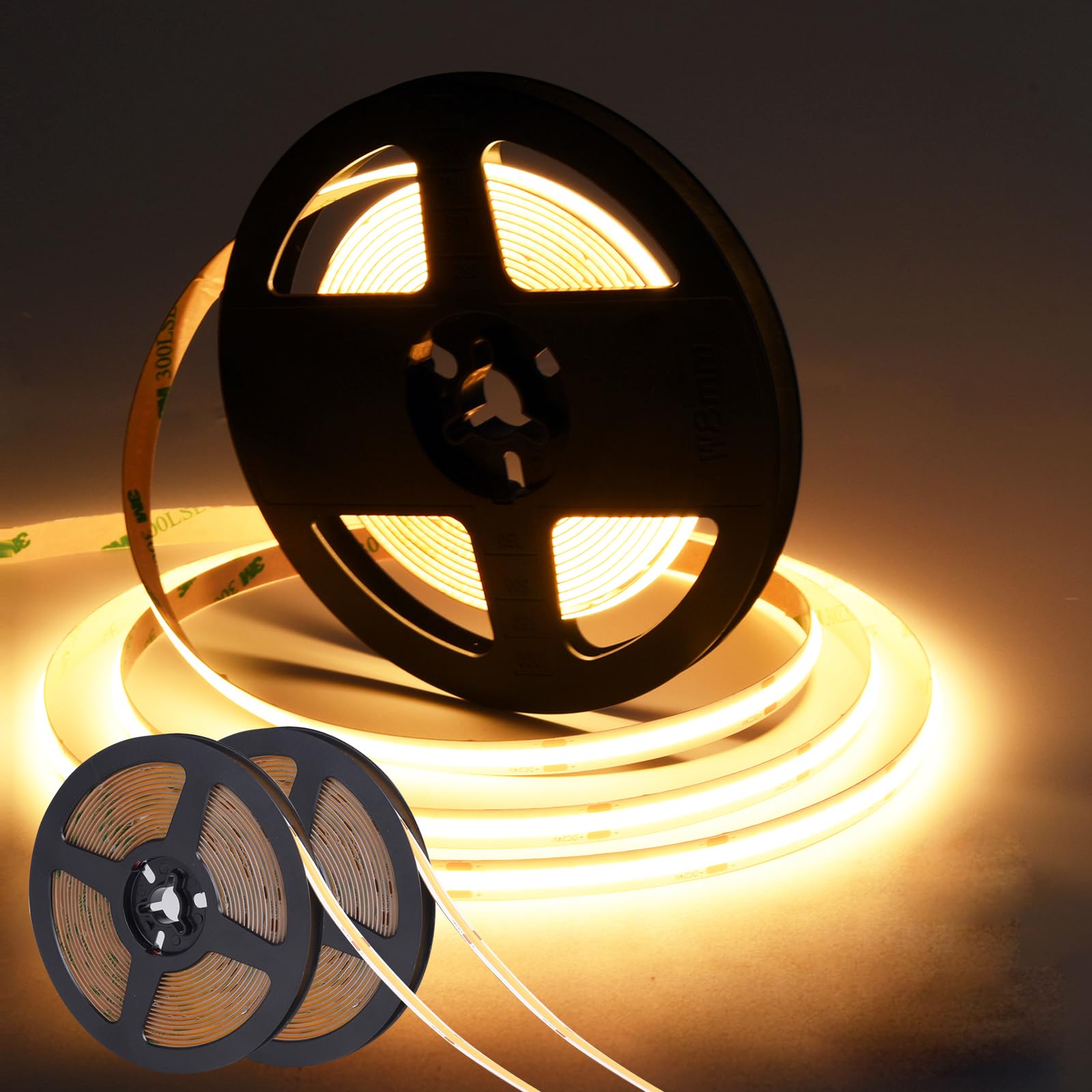SIRYYUI 12V COB LED Strip Light 2x5M - 480 LEDs/M High Density, 2700K Warm White, CRI 90+, 9W/M, 8mm Wide, Dotless LED Tape Light for Kitchen Cabinet Lighting, Home Decoration (No Power Supply)