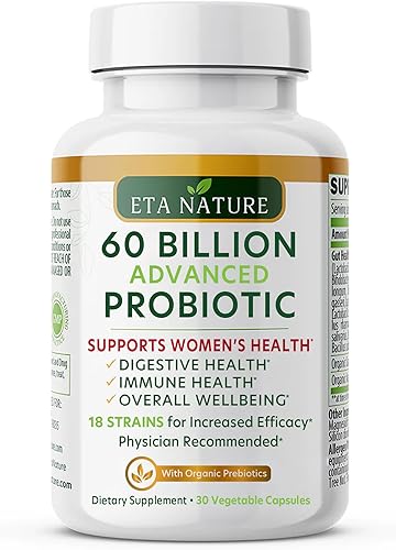 Probióticos avanzados para mujeres con 60 mil millones de UFC, 18 cepas de Lactobacillus y arándanos, prebióticos y probióticos para la salud