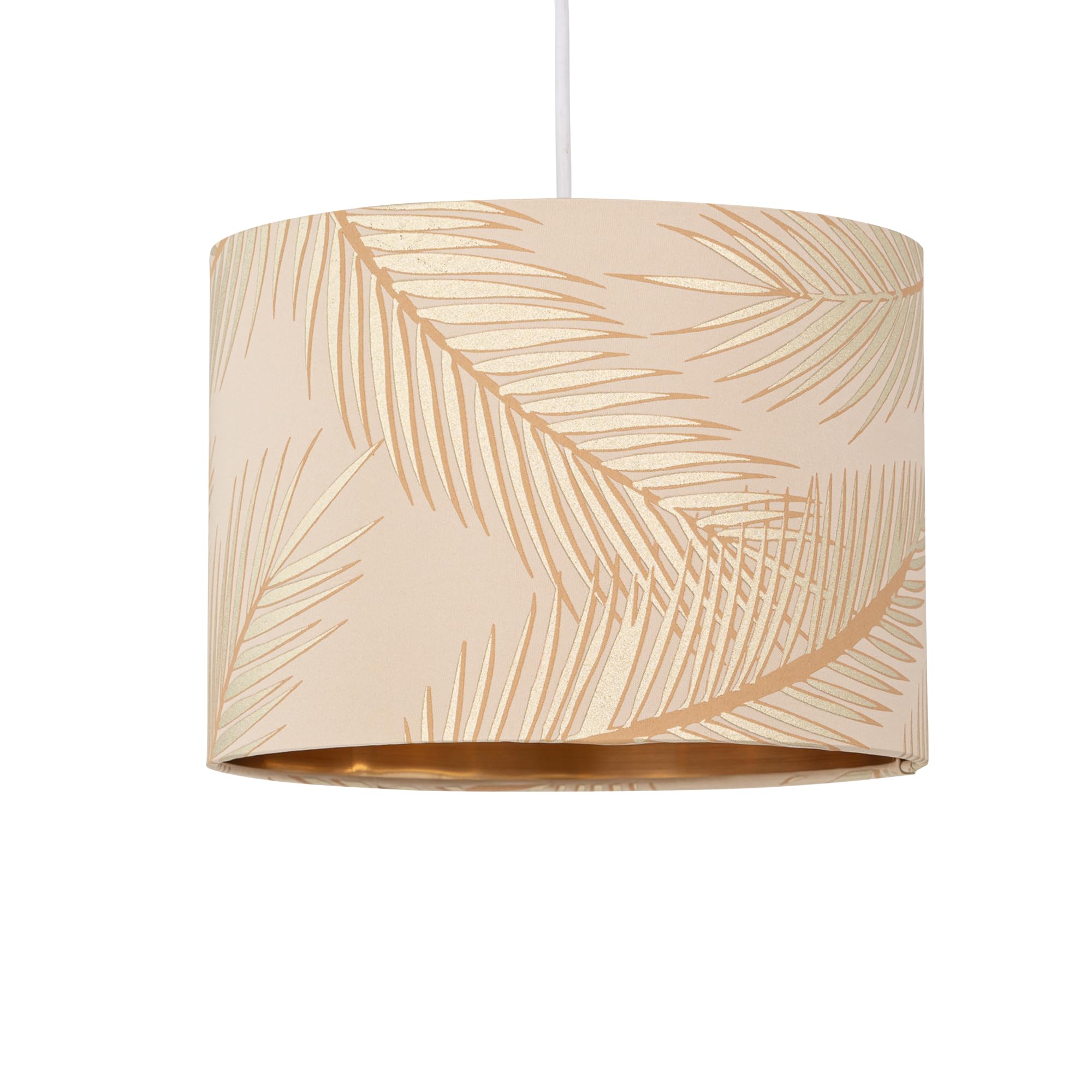 Champagne with Gold Embossed Leaf Detail 25cm Ceiling Pendant Lightshade or Table Lamp Shade