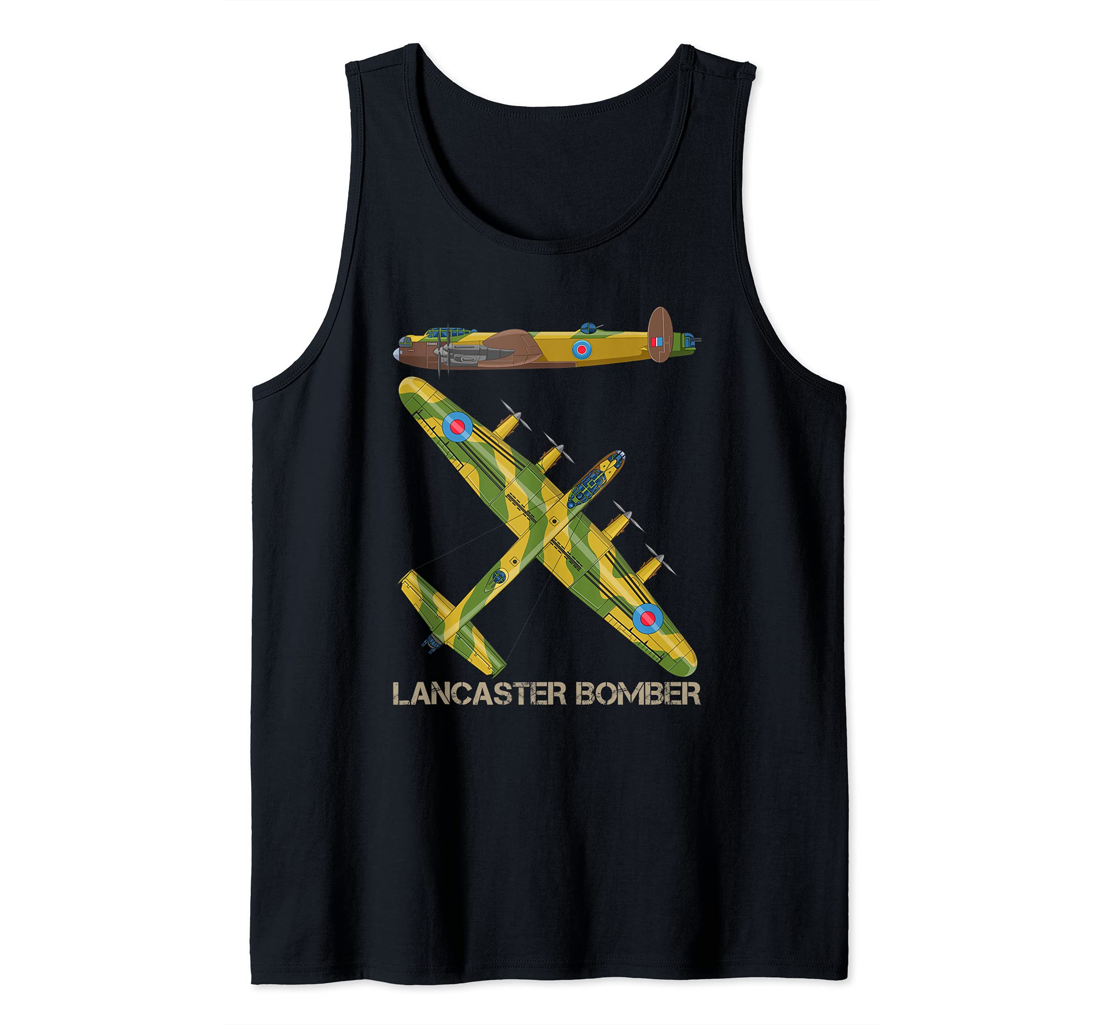 Lancaster Bomber WW2 British Aircraft Plane Diagram Tank Top