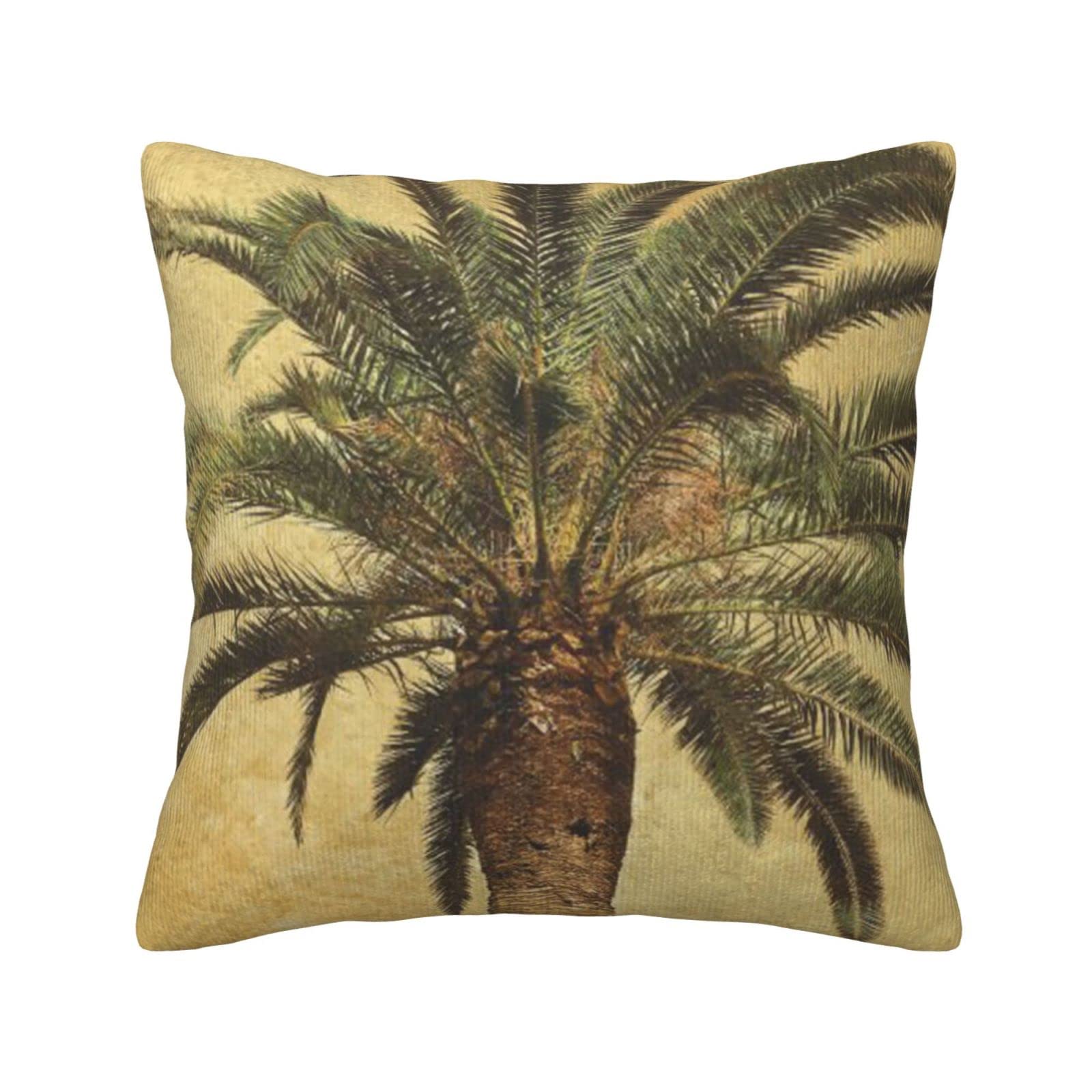 Housse de coussin palmier tropical velours côtelé 50x50