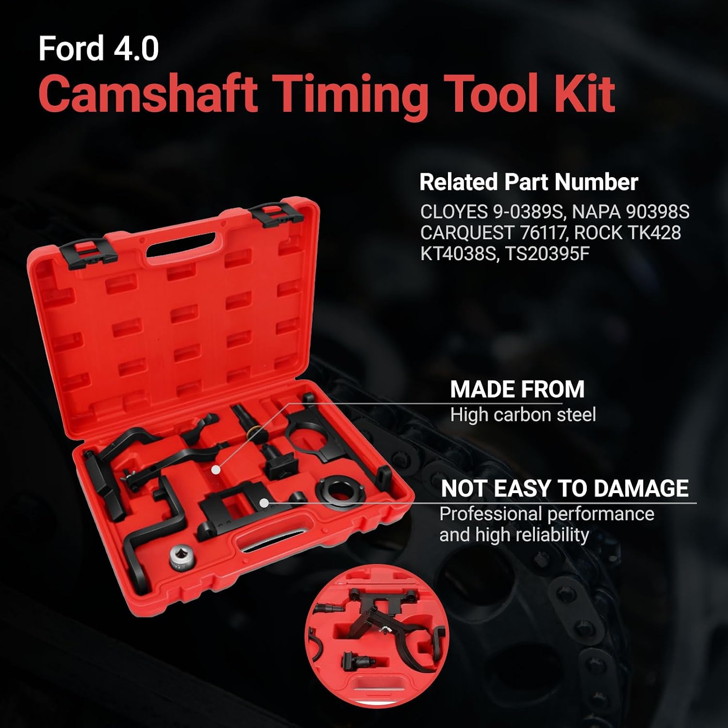 Camshaft Timing Tool Kit Replacement for Ford Explorer Mustang Ranger Mazda B4000 V6 4015CC SOHC 1997-2010 TT35142