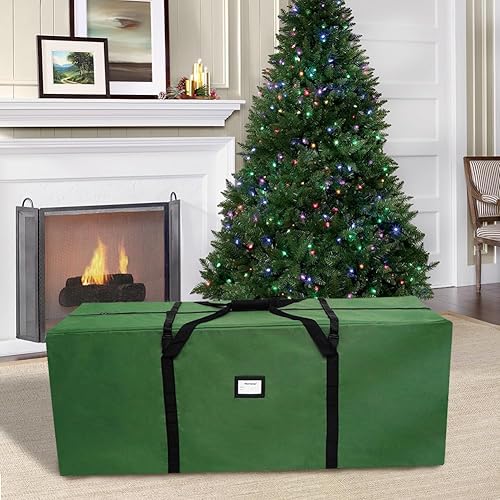 Vista 5 de AerWo Bolsa de almacenamiento para árbol de Navidad de 7.5 pulgadas, caja de almacenamiento extra grande para árboles artificiales de hasta 7.5 Verde