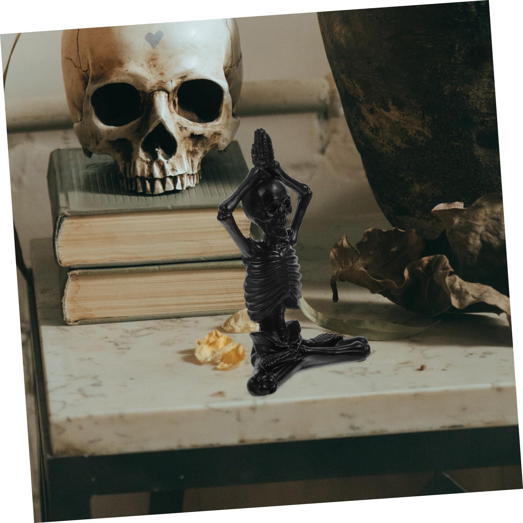 Statuette Scheletro Yoga In Resina - Set 4 Pezzi, Decorazione Spirituale Per Casa, Mensole, Ufficio, Stile Retrò E Meditativo