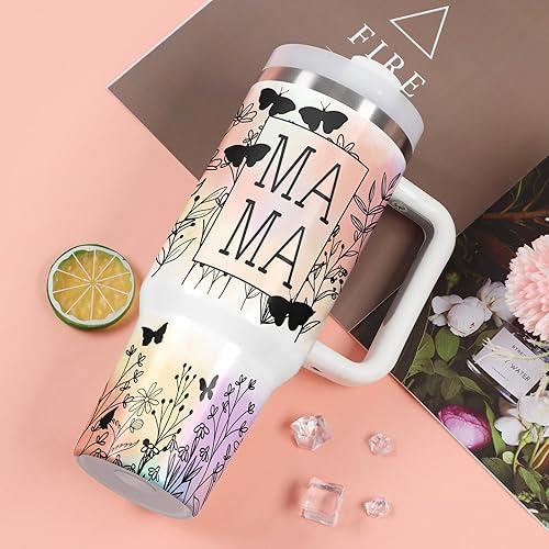 Miniatura 8 de Regalos para mamá, vaso de concientización sobre el autismo para mamá con autismo, vaso de 40 onzas con asa