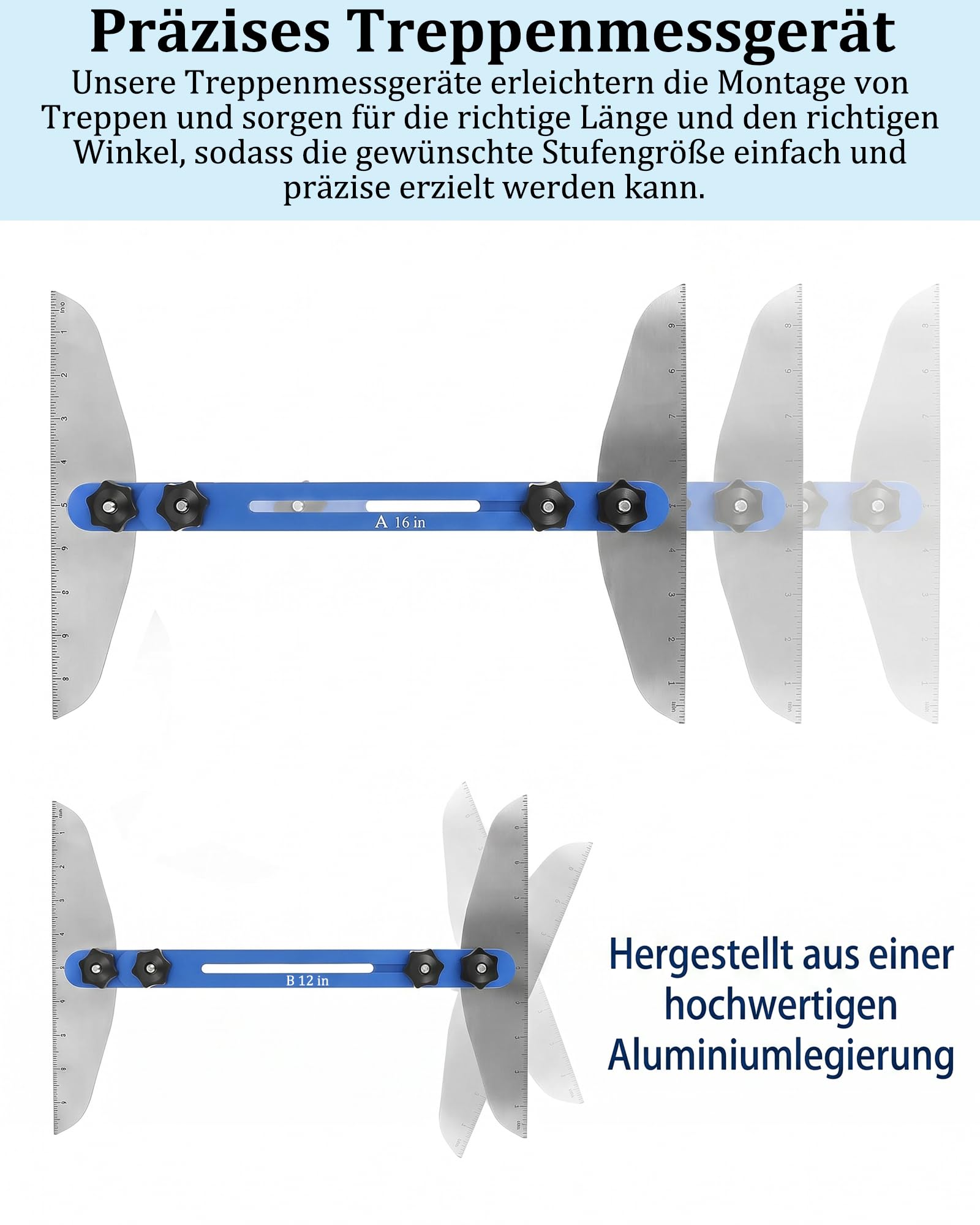 Treppenstufen Schablone Werkzeug: Treppenstufen-Schablonenwerkzeug 25.4–152.4cm Aluminium Verstellbar Für Holztreppen Zuschnitt Renovierung Für Bodenleger und Tischler