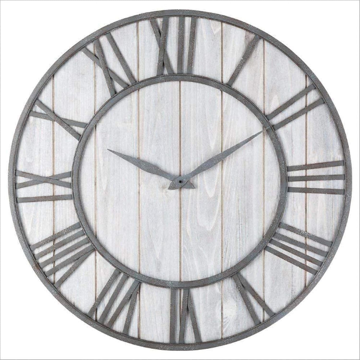 Big Roman Numerals Giant Open Face Metal Large Outdoor Garden Wall Clock Grey Wrought Iron Wall clock-16 inch/40cm